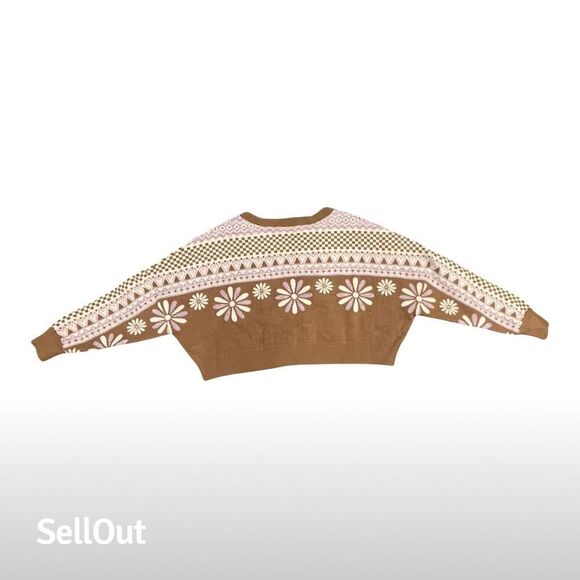 Altar'd State Women's Size M Brown Pink Floral Boho Pullover Sweater NWOT - Picture 5 of 5